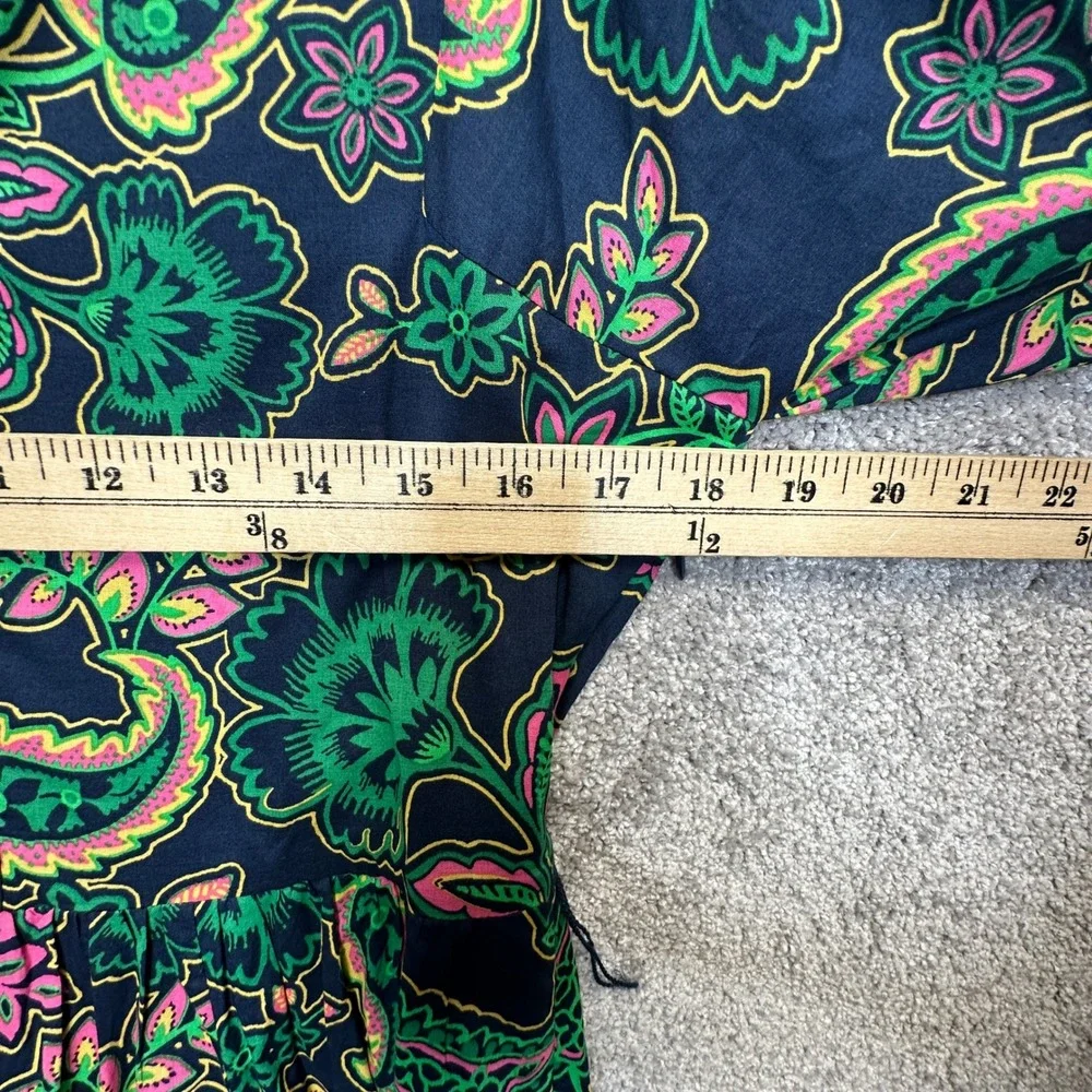 Boden Amelia Cotton Maxi Dress Womens 4 Paisley Floral V-Neck Tie Waist NWOT - Picture 5 of 13